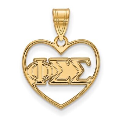 Phi Sigma Sigma Heart Pendant Gold-plated Silver GP008PSS, MPN: GP008PSS, 886774907680