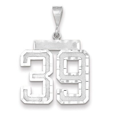 Number 39 Charm 14k white Gold Large Diamond -cut WLN39, MPN: WLN39, 883957123684