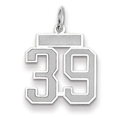 Number 39 Charm Small Satin 14k white Gold WSS39, MPN: WSS39, 883957071657