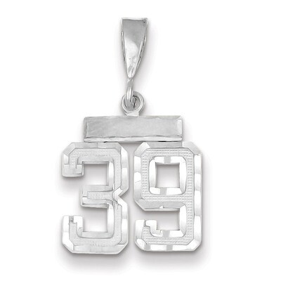 Number 39 Charm Small Diamond -cut 14k white Gold WSN39, MPN: WSN39, 883957114248