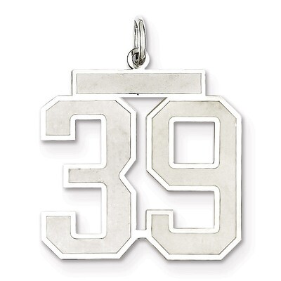 Pendant Number 39 Satin Sterling Silver Large QPP39, MPN: QPP39, 191101281785