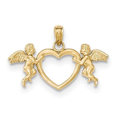 Flying Cherubs Holding Heart Pendant 14k Gold K5163, MPN: K5163, 637218164370