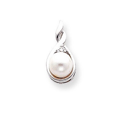 Holds 7mm Cultured Pearl &amp; 2mm Diamond Pendant Mounting 14k White Gold XP246W, MPN: XP246W, 8839572…