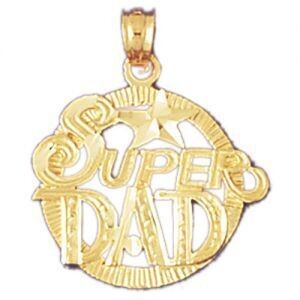 Dazzlers Jewelry Super Dad Pendant Necklace Charm Bracelet in Yellow, White or Rose Gold 9865, MPN:…