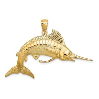 Satin White Marlin Charm 14k Gold 3-D Polished K8015, MPN: K8015, 637218051816
