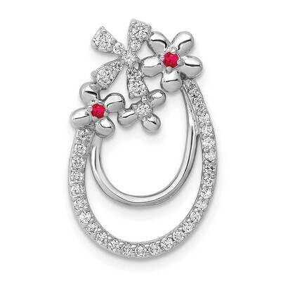 .04 Ruby Flower Chain Slide 14k White Gold Diamond PM3988-RU-025-WA, MPN: PM3988-RU-025-WA, 8839575…