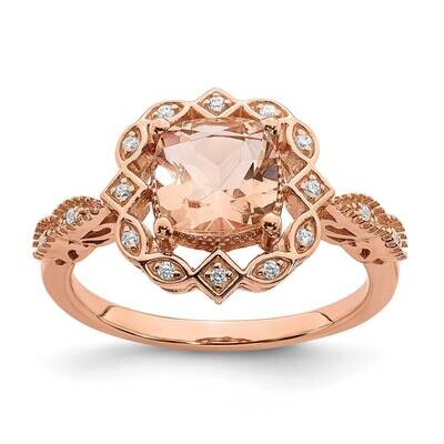 Morganite Diamond Halo Engagement Ring 14k Rose Gold RM6364E-MG-008-RAA, MPN: RM6364E-MG-008-RAA,