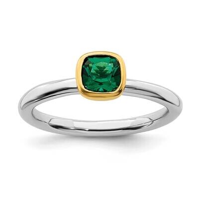 Cr. Emerald Ring Sterling Silver Gold-plated QSK1891, MPN: QSK1891, 191101718335