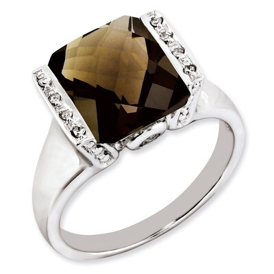 Smoky Quartz &amp; Diamond Ring Sterling Silver QR2938SQ, MPN: QR2938SQ, 883957178387