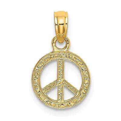 Flat Textured Mini Peace Sign Charm 14k Gold K7180, MPN: K7180, 637218036042