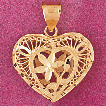 Dazzlers Jewelry 3 Dimensional Filigree Heart Pendant Necklace Charm Bracelet in Yellow, White or R…