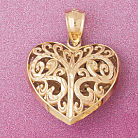 Dazzlers Jewelry 3 Dimensional Heart Pendant Necklace Charm Bracelet in Yellow, White or Rose Gold …