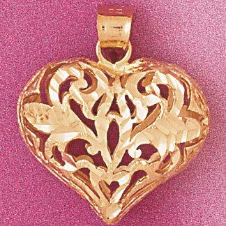 Dazzlers Jewelry 3 Dimensional Filigree Heart Pendant Necklace Charm Bracelet in Yellow, White or R…