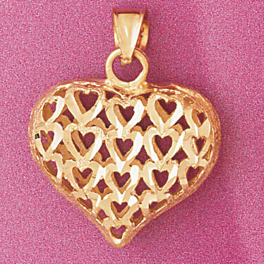 Dazzlers Jewelry 3 Dimensional Filigree Heart Pendant Necklace Charm Bracelet in Yellow, White or R…