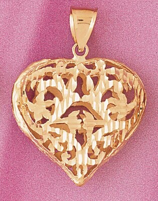Dazzlers Jewelry 3 Dimensional Filigree Heart Pendant Necklace Charm Bracelet in Yellow, White or R…
