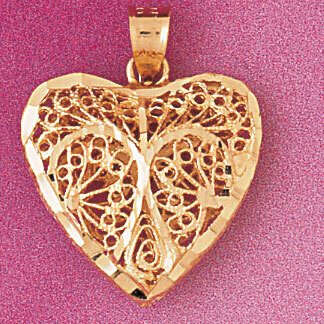 Dazzlers Jewelry 3 Dimensional Filigree Heart Pendant Necklace Charm Bracelet in Yellow, White or R…