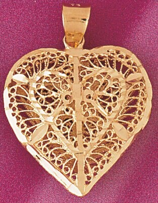 Dazzlers Jewelry 3 Dimensional Filigree Heart Pendant Necklace Charm Bracelet in Yellow, White or R…