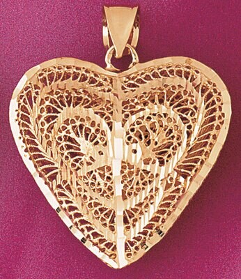 Dazzlers Jewelry 3 Dimensional Filigree Heart Pendant Necklace Charm Bracelet in Yellow, White or R…