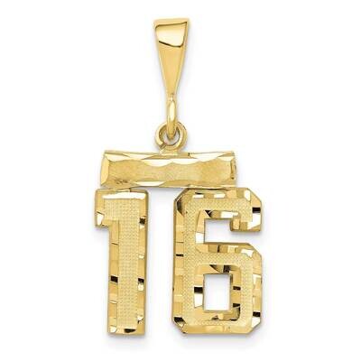 Diamond-Cut Number 16 Charm 10k Gold Casted Small 10SN16, MPN: 10SN16,