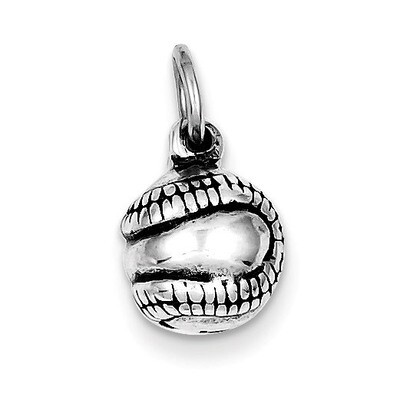 3D Antiqued Baseball Charm Sterling Silver QC6483, MPN: QC6483, 883957916125