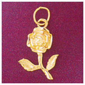 Dazzlers Jewelry Rose Flower Pendant Necklace Charm Bracelet in Yellow, White or Rose Gold 6720, MP…