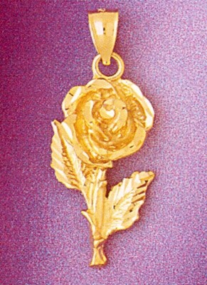 Dazzlers Jewelry Rose Flower Pendant Necklace Charm Bracelet in Yellow, White or Rose Gold 6718, MP…