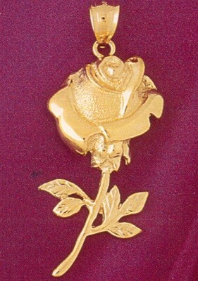 Dazzlers Jewelry Rose Flower Pendant Necklace Charm Bracelet in Yellow, White or Rose Gold 6717, MP…