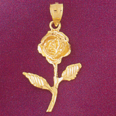 Dazzlers Jewelry Rose Flower Pendant Necklace Charm Bracelet in Yellow, White or Rose Gold 6716, MP…