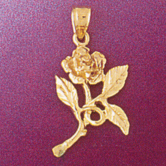 Dazzlers Jewelry Rose Flower Pendant Necklace Charm Bracelet in Yellow, White or Rose Gold 6715, MP…