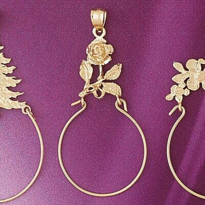 Dazzlers Jewelry Rose Flower Holder Pendant Necklace Charm Bracelet in Yellow, White or Rose Gold 4…