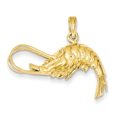 3-Dimensional Shrimp Pendant 14k Gold Polished C2517, MPN: C2517, 637218049318