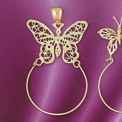 Dazzlers Jewelry Butterfly Holder Pendant Necklace Charm Bracelet in Yellow, White or Rose Gold 422…