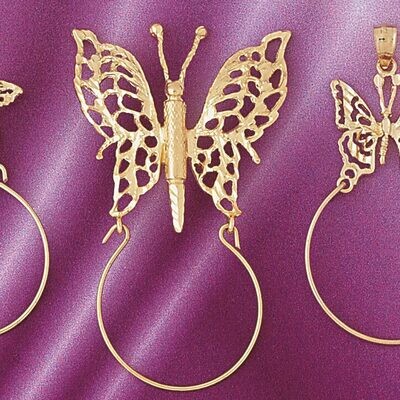 Dazzlers Jewelry Butterfly Holder Pendant Necklace Charm Bracelet in Yellow, White or Rose Gold 422…