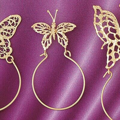 Dazzlers Jewelry Butterfly Holder Pendant Necklace Charm Bracelet in Yellow, White or Rose Gold 422…