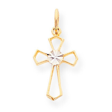 Yellow &amp; Rhodium Cross Charm 10k Gold 10C299, MPN: 10C299, 886774084305