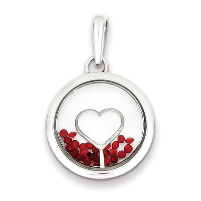 Heart and Floating Glass Beads Pendant Sterling Silver QP2850, MPN: QP2850, 883957507330