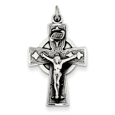 Satin Irish Crucifix Cross Pendant Antiqued Sterling Silver QC7346, MPN: QC7346, 883957598697