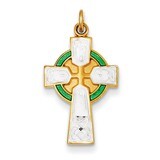 Gold Plated Epoxy Irish Cross Pendant Sterling Silver Polished QC7302, MPN: QC7302, 883957495989