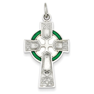 Polished Epoxy Irish Cross Pendant Sterling Silver QC7305, MPN: QC7305, 883957575186