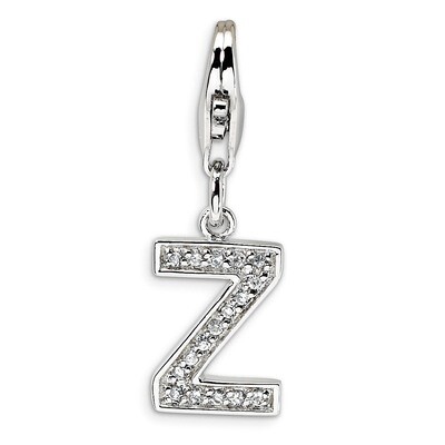 Letter Z Charm Sterling Silver Synthetic Diamond QCC105Z by Amore La Vita, MPN: QCC105Z, 8839573303…