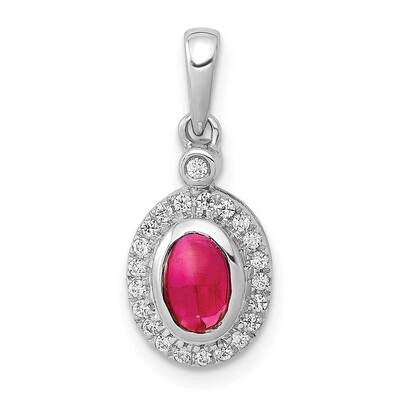 Cabochon .60 Ruby Halo Pendant 14k White Gold Diamond PM4036-RU-012-WA, MPN: PM4036-RU-012-WA, 8839…