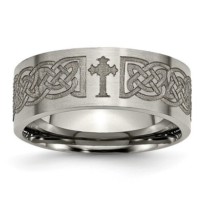 Flat 8mm Laser Design Brushed Band Titanium TB33K Engravable, MPN: TB33K, 886774059280
