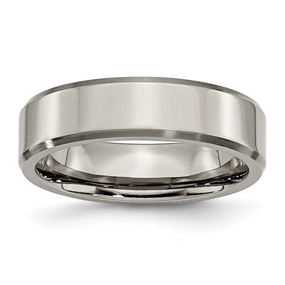 Beveled Edge 6mm Brushed and Polished Band Titanium TB111 Engravable, MPN: TB111, 883957759098