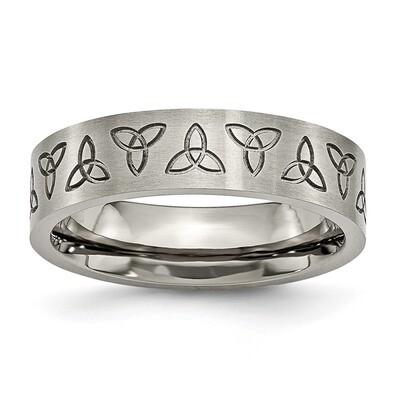 Flat Engraved Trinity Symbol Brushed 6mm Band Titanium TB267 by Chisel, MPN: TB267, 886774051482