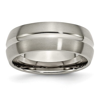 8mm Brushed and Polished Band Titanium Grooved TB51_CH Engravable, MPN: TB51_CH, 883957820583