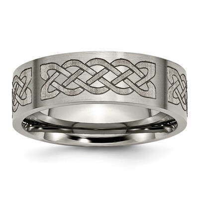 Flat 8mm Laser Design Brushed Band Titanium TB33F Engravable, MPN: TB33F, 886774059068