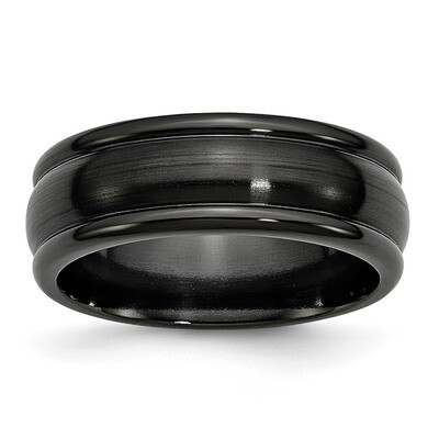 Black Ti Brushed and Polished Domed 8mm Band Titanium TB395 Engravable, MPN: TB395, 886774387963