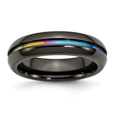 Black Multi-colored Anodized 6mm Polished Band Titanium TB406 Engravable, MPN: TB406, 886774388410