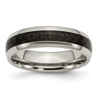 Black Carbon Fiber Inlay 6mm Band Titanium Polished TB387 Engravable, MPN: TB387, 886774427768