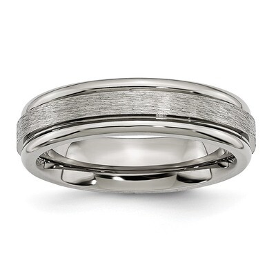 Edge 6mm Satin and Polished Band Titanium Grooved TB14_CH Engravable, MPN: TB14_CH, 883957776545